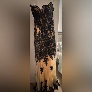 Elegant Black and Cream Gown
